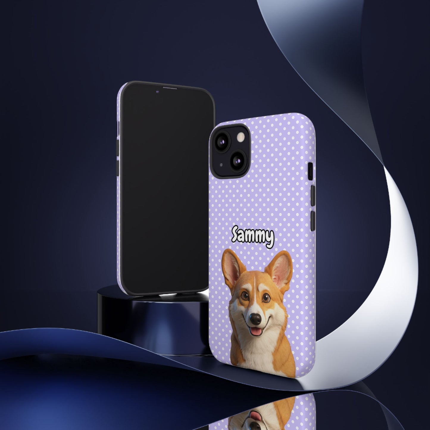 Custom Pet Tough iPhone Case – Purple Polka Dots
