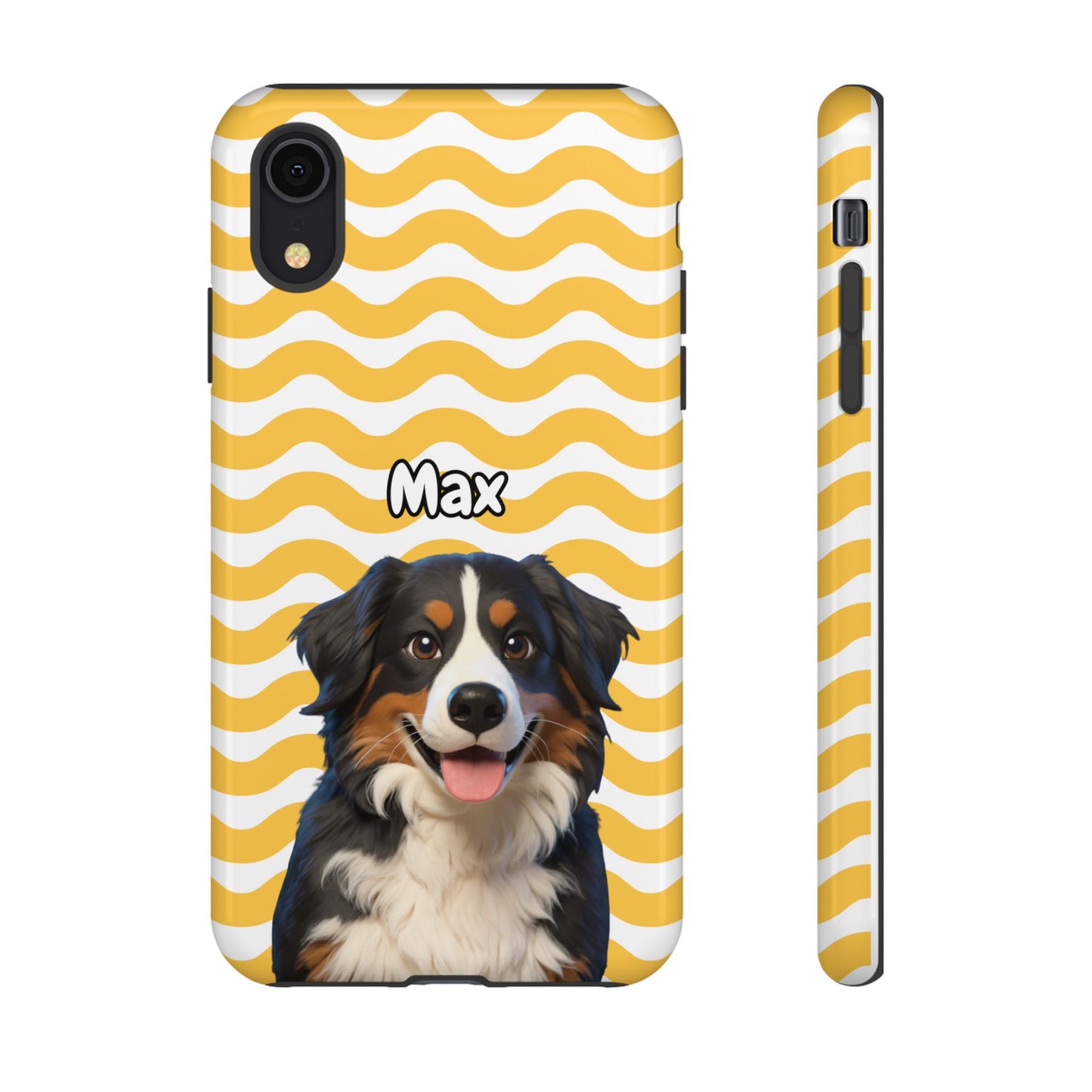 Custom Pet Portrait Tough iPhone Case - Yellow Waves