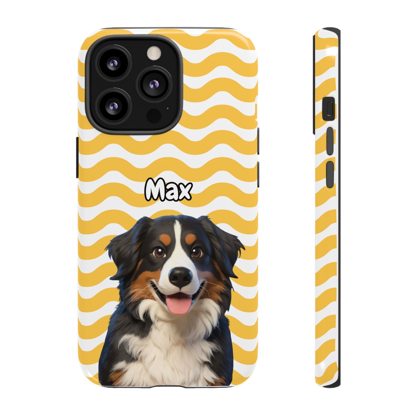 Custom Pet Portrait Tough iPhone Case - Yellow Waves