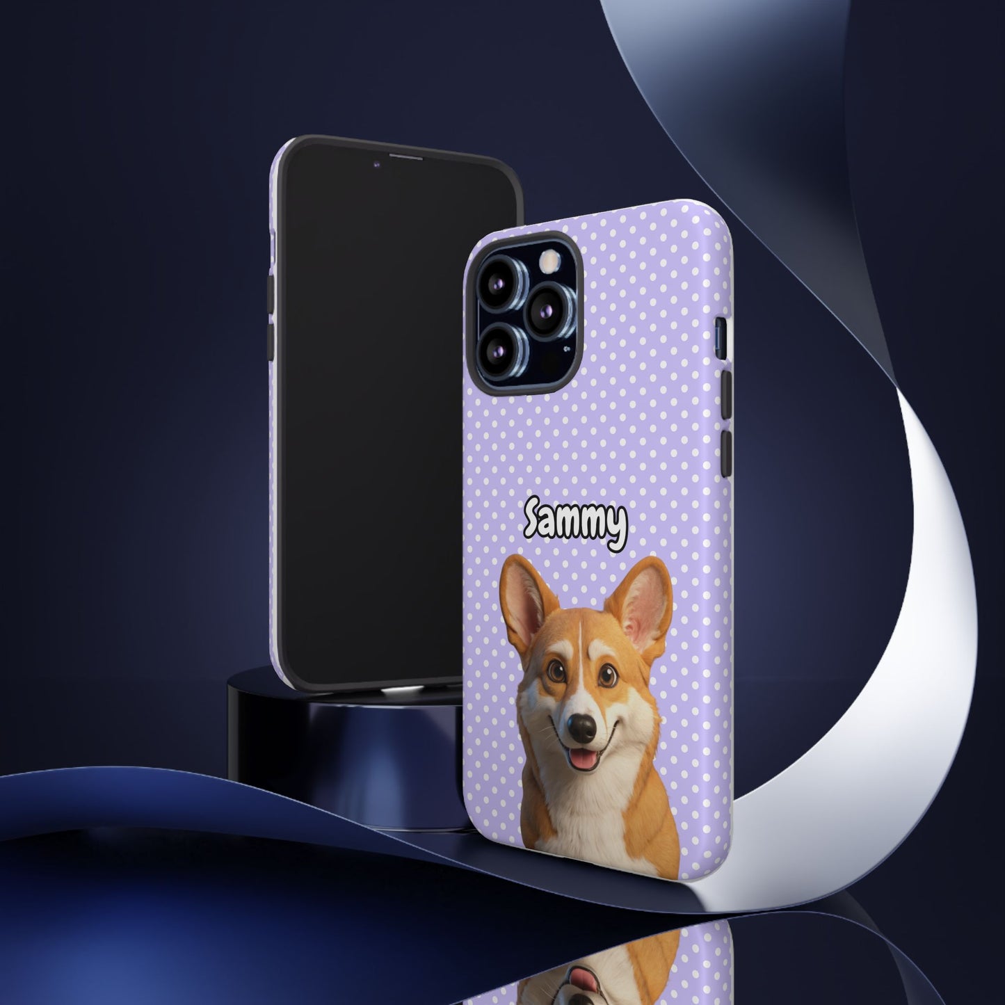 Custom Pet Tough iPhone Case – Purple Polka Dots