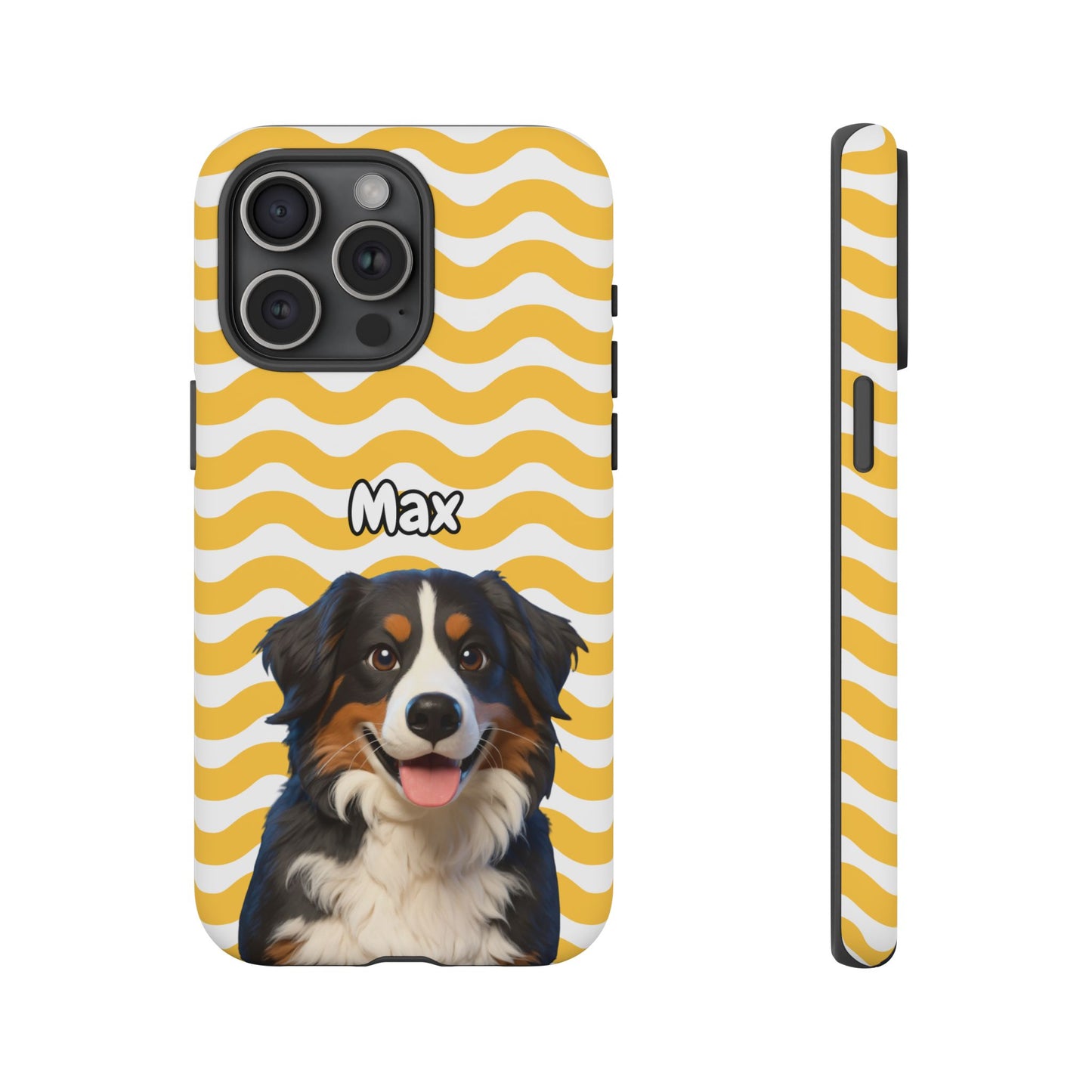 Custom Pet Portrait Tough iPhone Case - Yellow Waves
