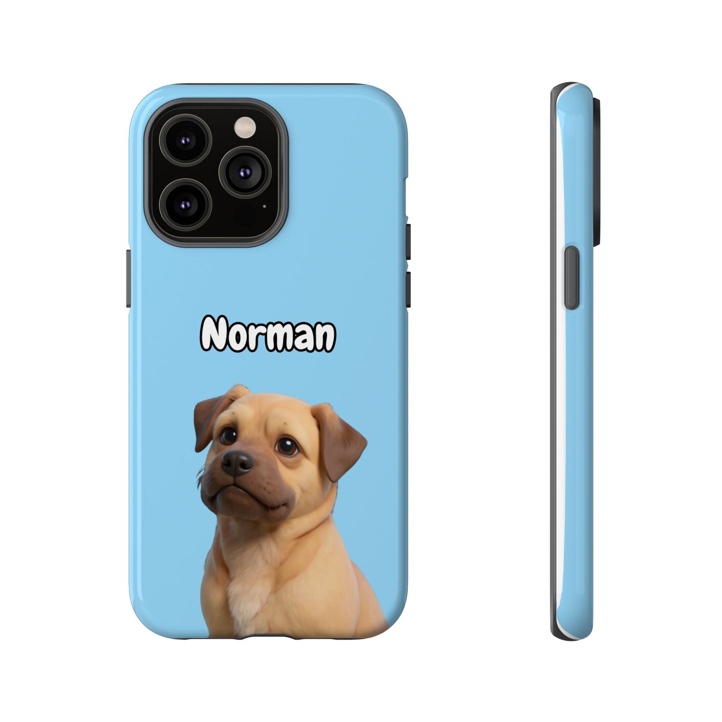 Custom Pet Portrait Tough iPhone Case - Blue