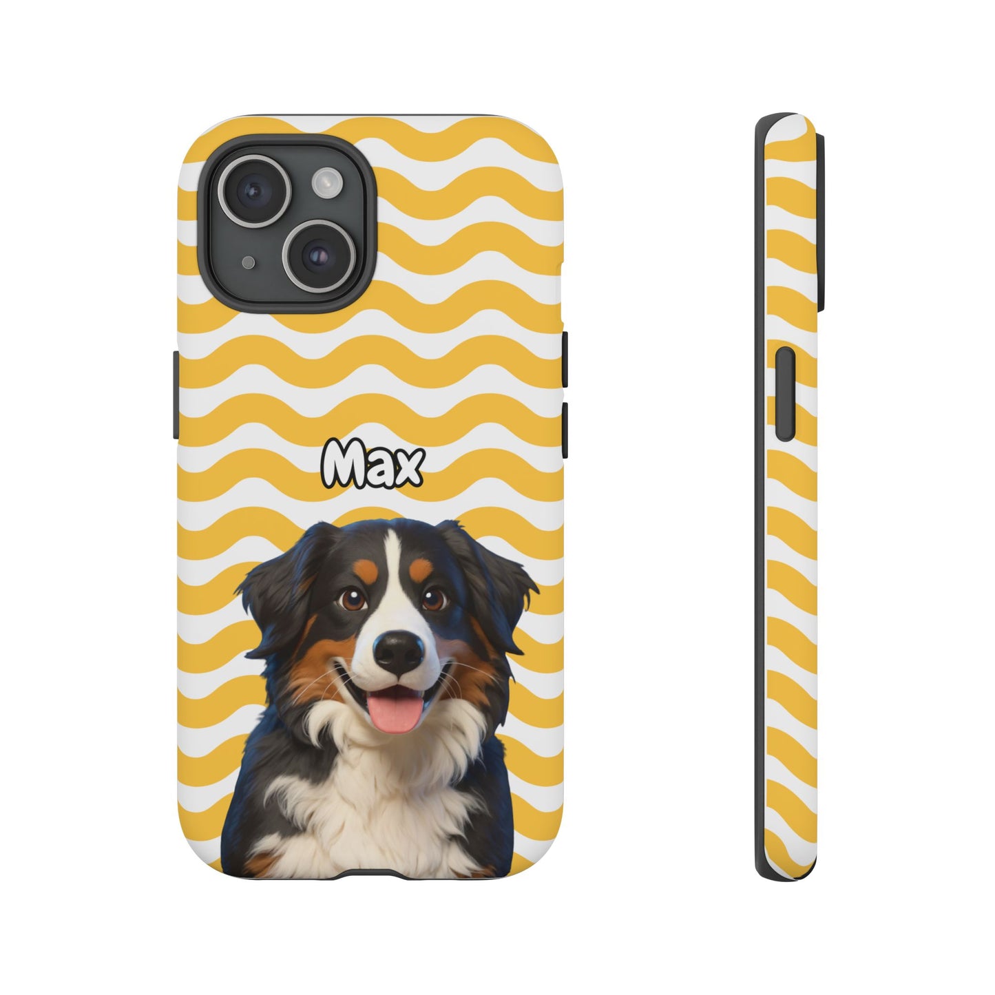Custom Pet Portrait Tough iPhone Case - Yellow Waves