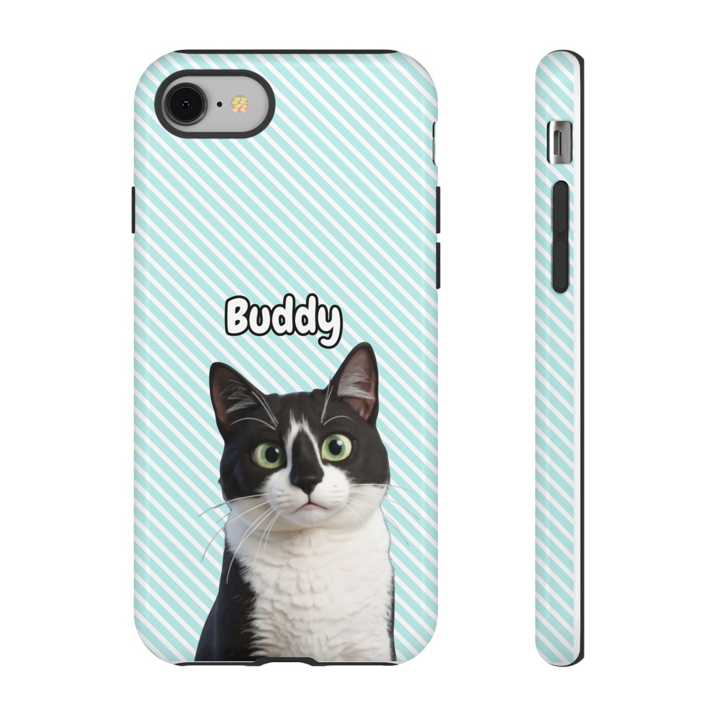 Custom Pet Tough iPhone Case – Teal Stripes