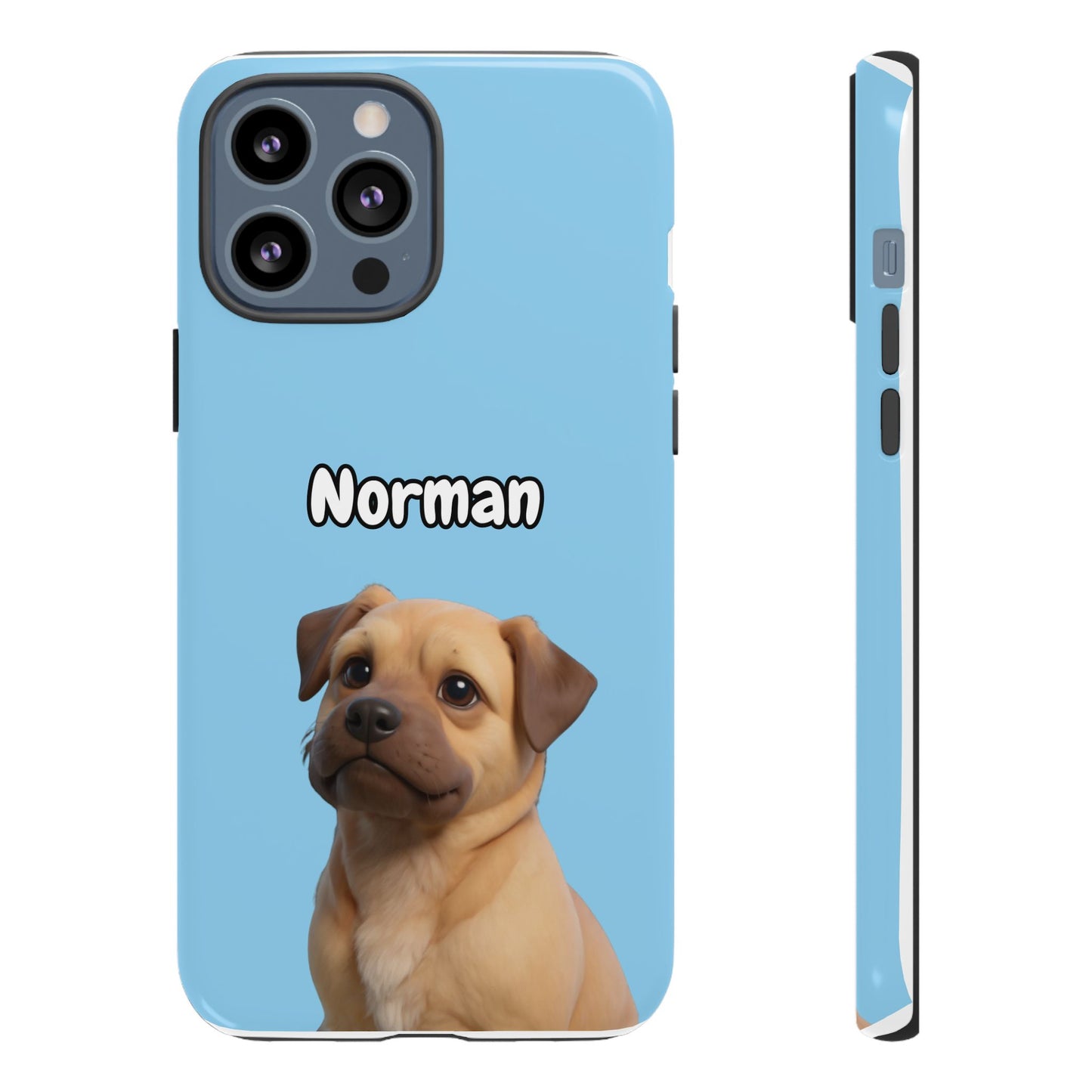 Custom Pet Portrait Tough iPhone Case - Blue