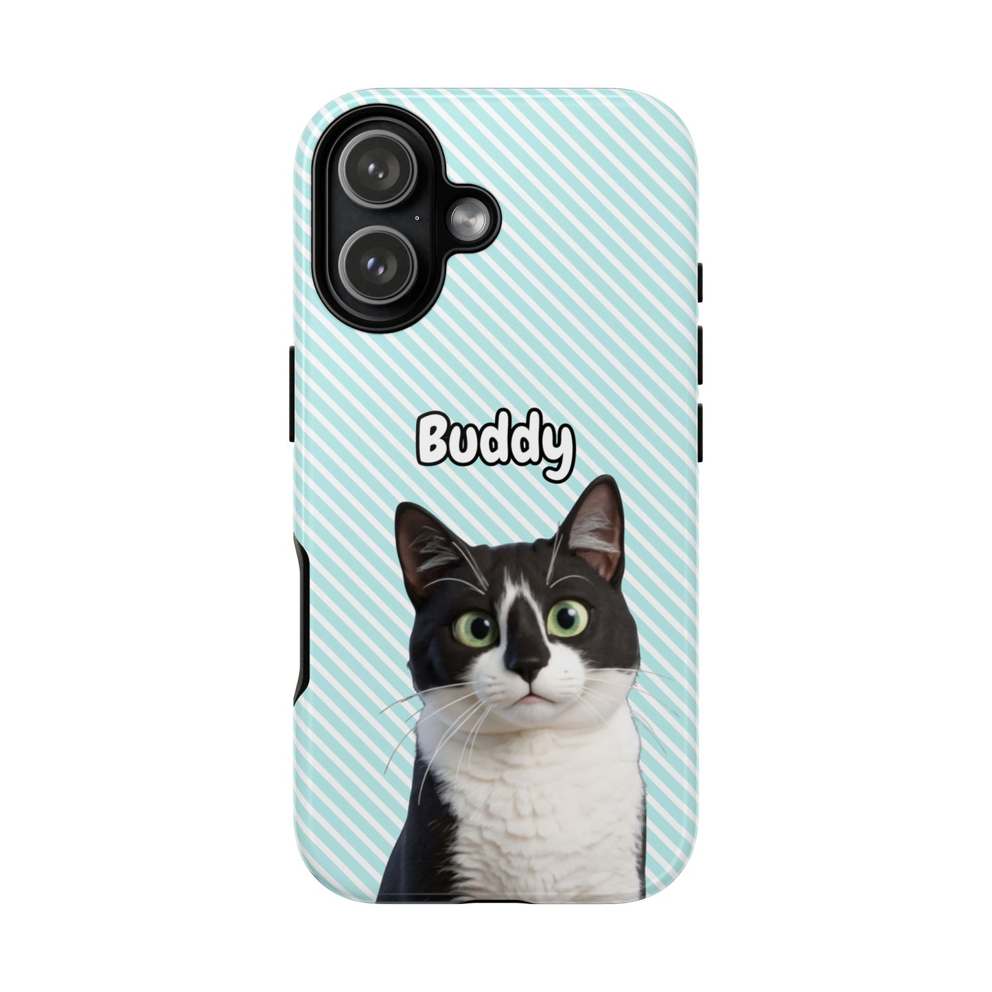 Custom Pet Tough iPhone Case – Teal Stripes