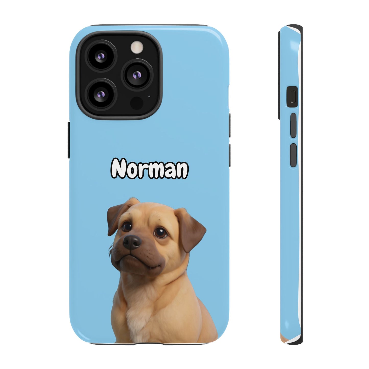Custom Pet Portrait Tough iPhone Case - Blue