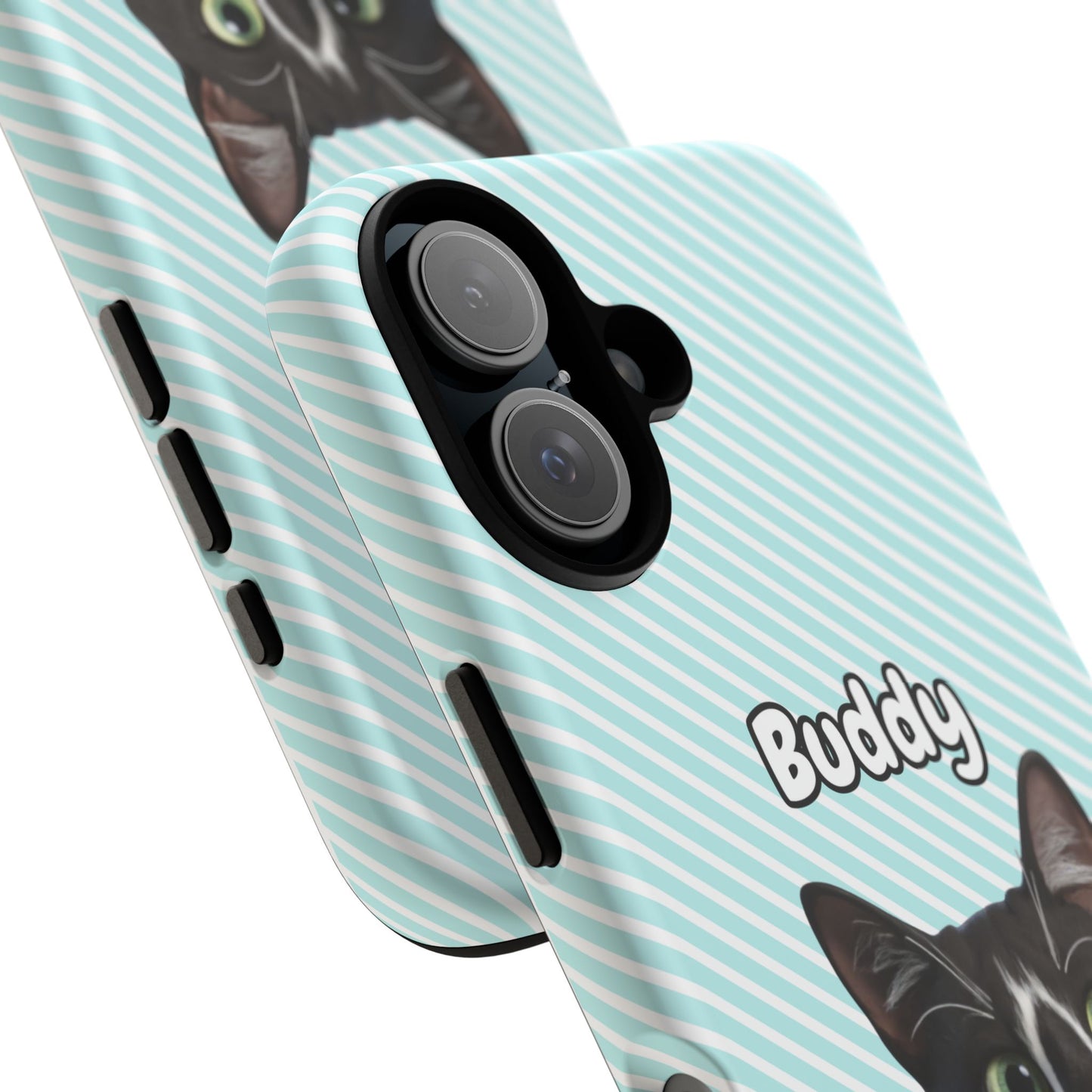 Custom Pet Tough iPhone Case – Teal Stripes
