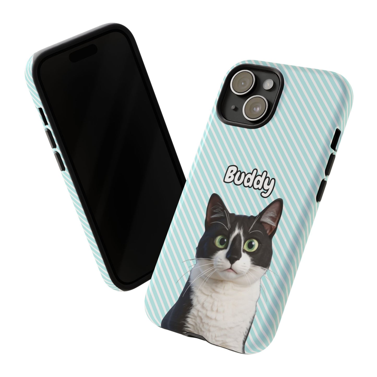 Custom Pet Tough iPhone Case – Teal Stripes