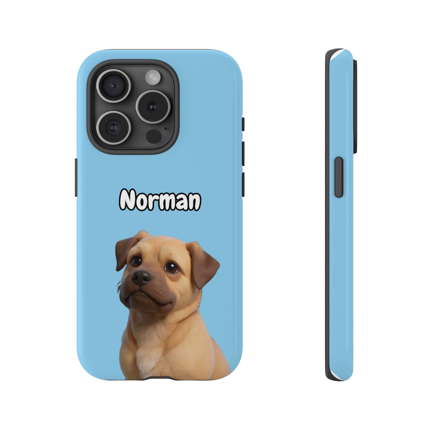Custom Pet Portrait Tough iPhone Case - Blue