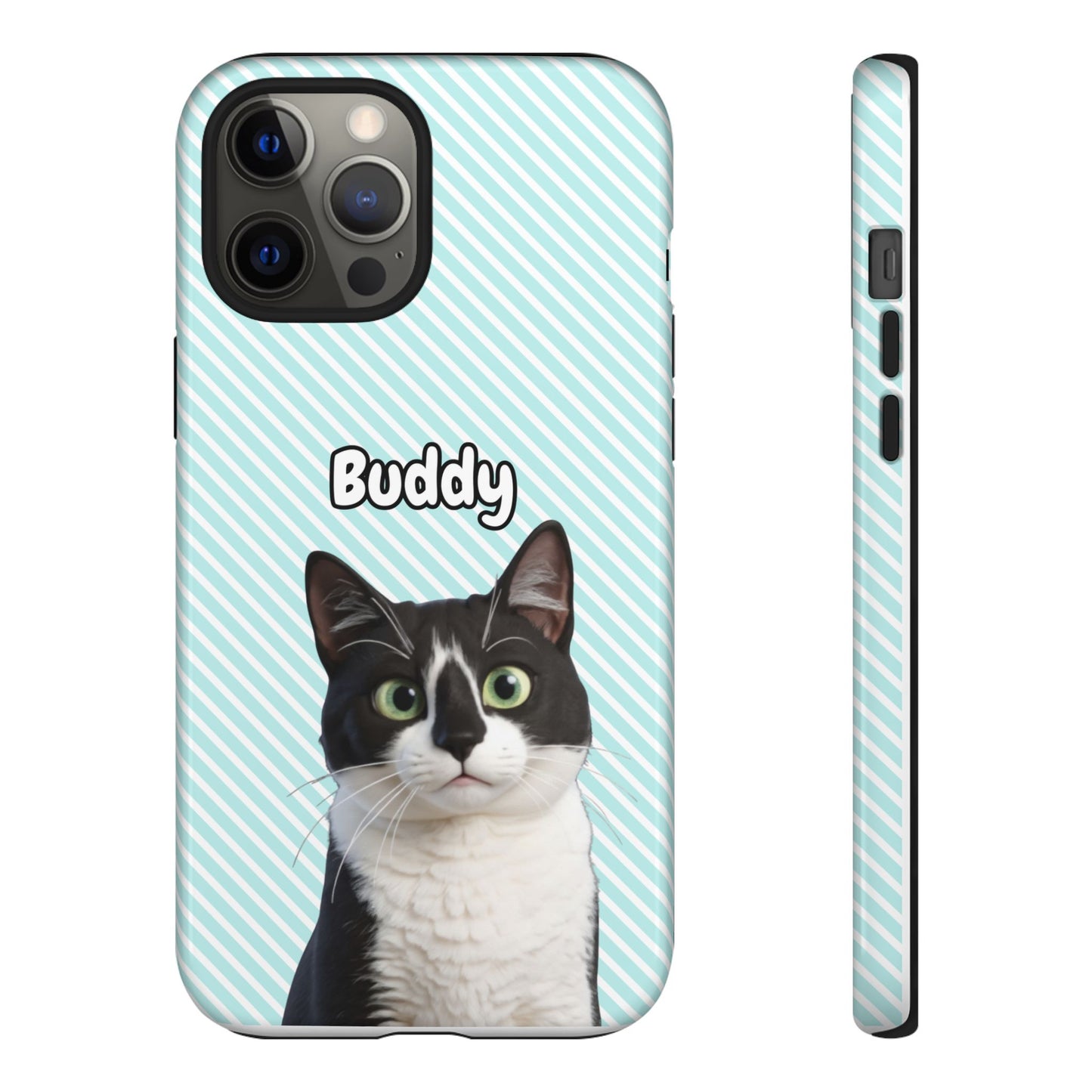 Custom Pet Tough iPhone Case – Teal Stripes