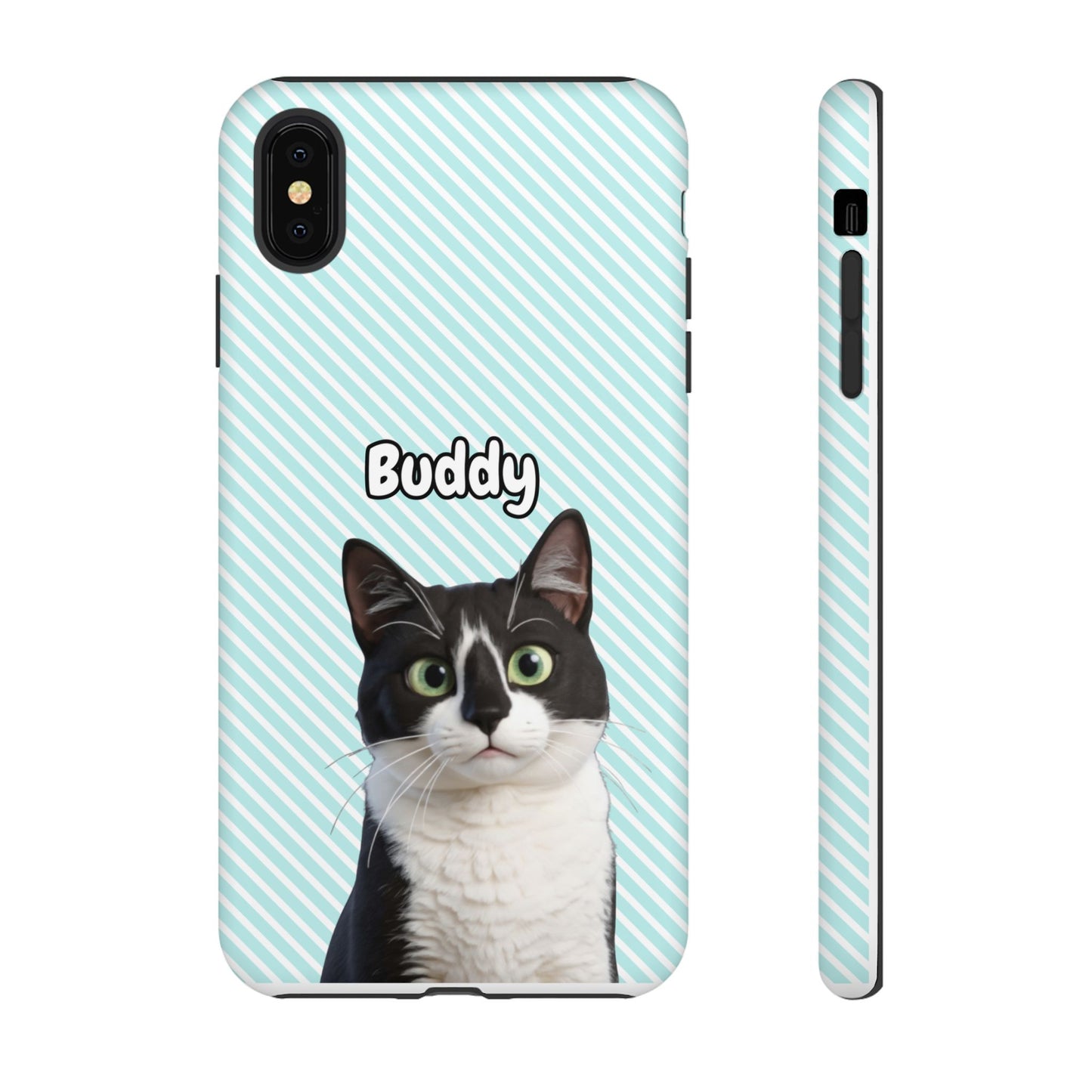 Custom Pet Tough iPhone Case – Teal Stripes