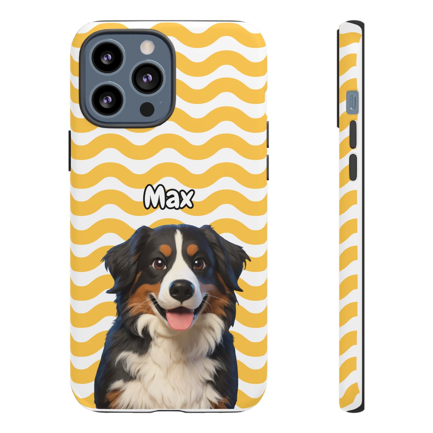 Custom Pet Portrait Tough iPhone Case - Yellow Waves