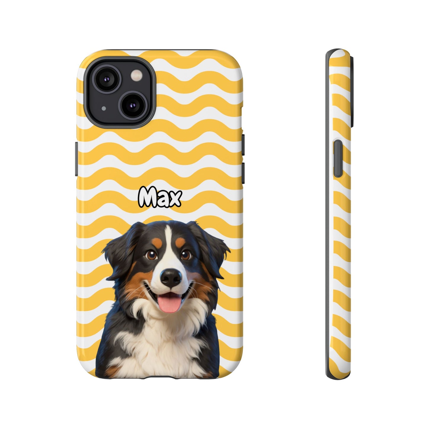 Custom Pet Portrait Tough iPhone Case - Yellow Waves