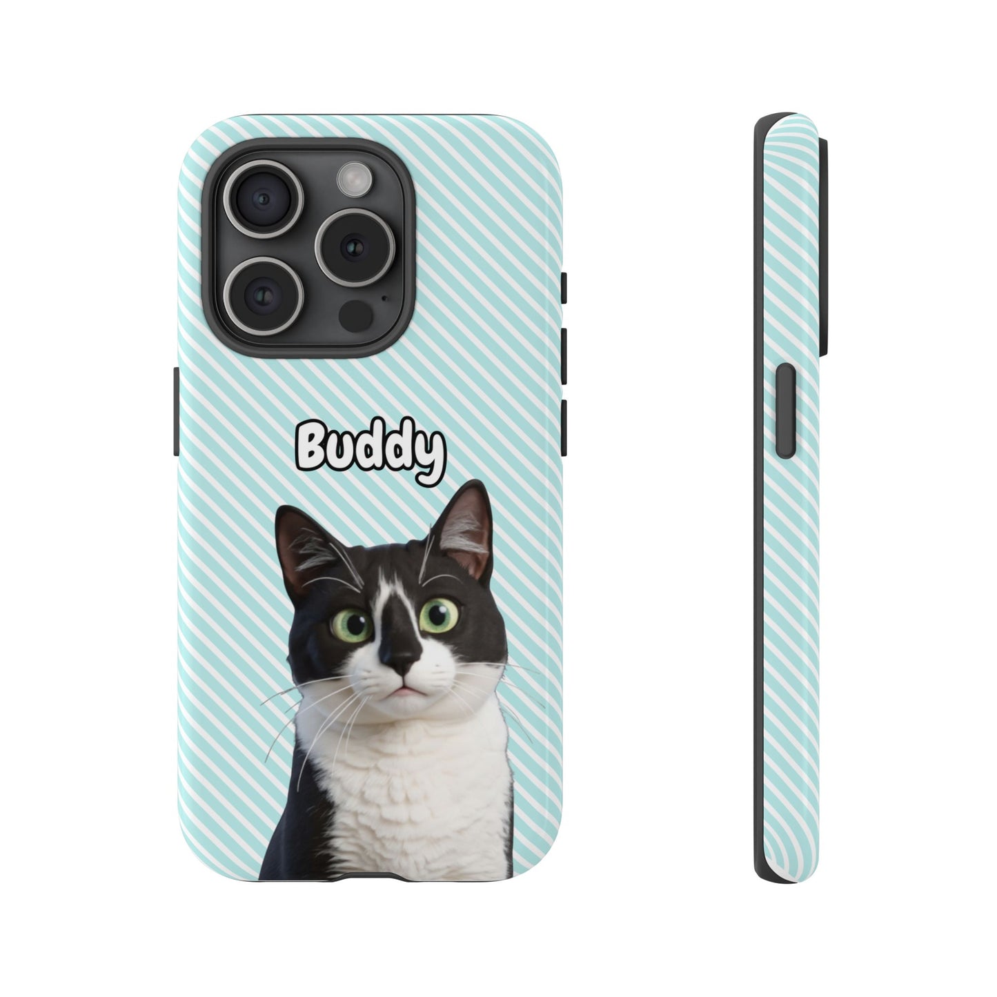 Custom Pet Tough iPhone Case – Teal Stripes