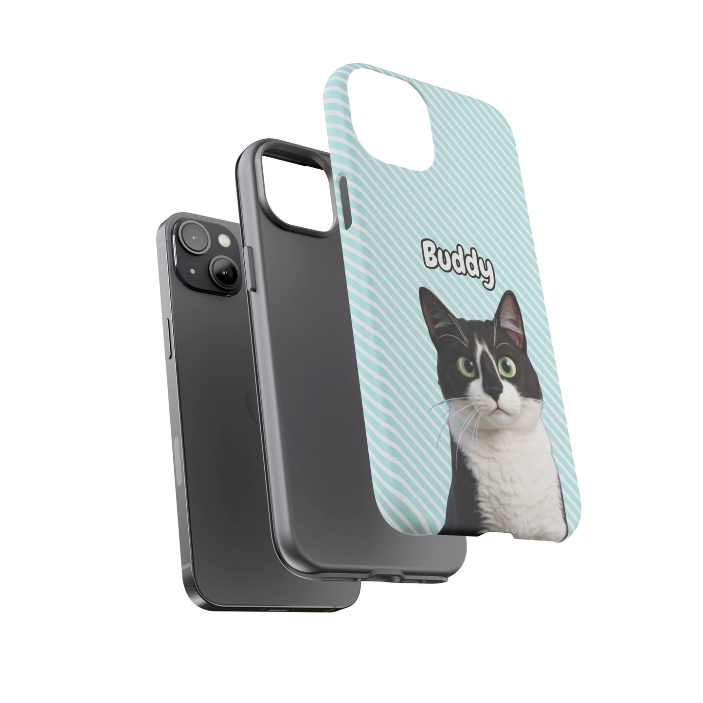Custom Pet Tough iPhone Case – Teal Stripes