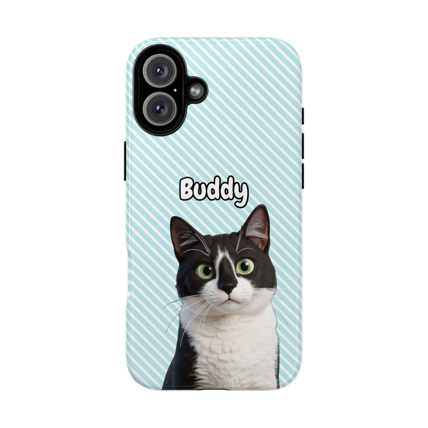Custom Pet Tough iPhone Case – Teal Stripes