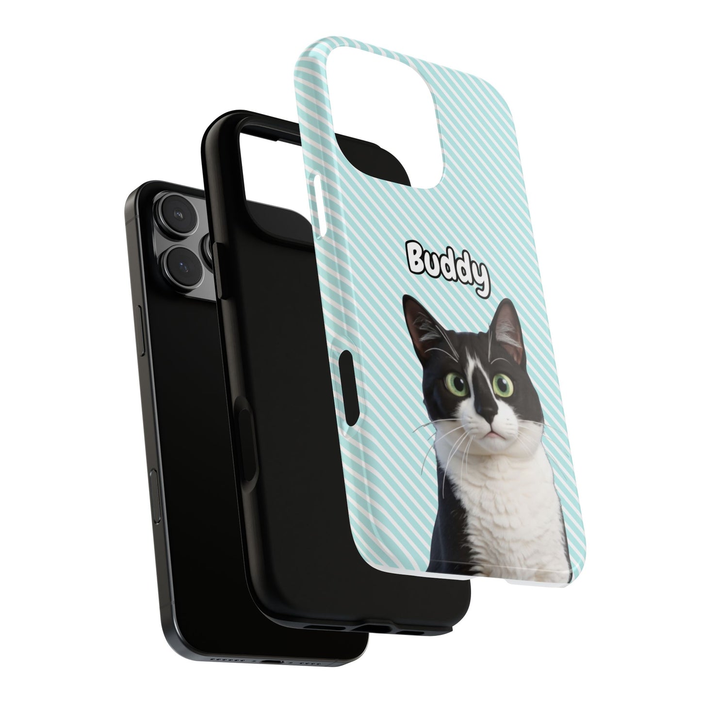 Custom Pet Tough iPhone Case – Teal Stripes