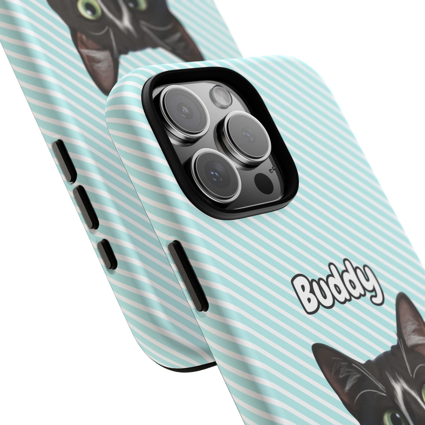 Custom Pet Tough iPhone Case – Teal Stripes