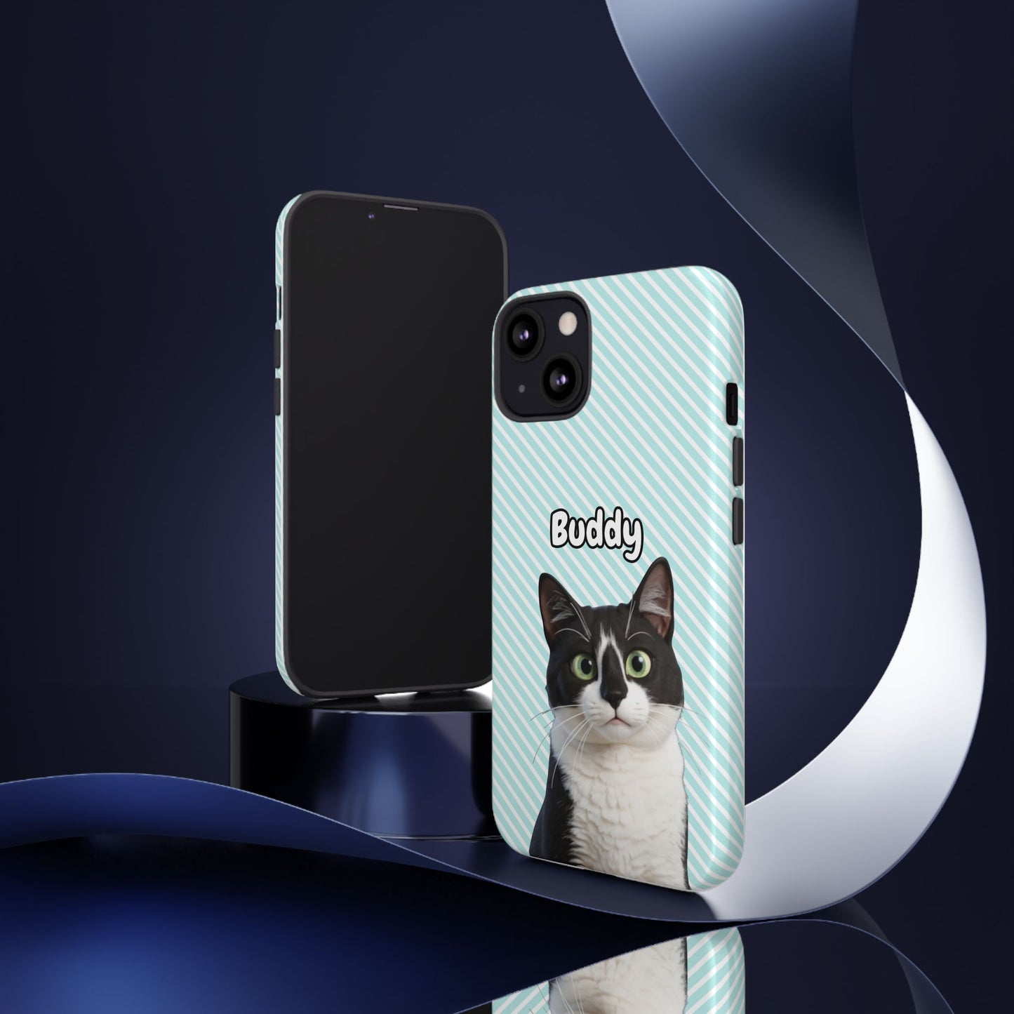 Custom Pet Tough iPhone Case – Teal Stripes