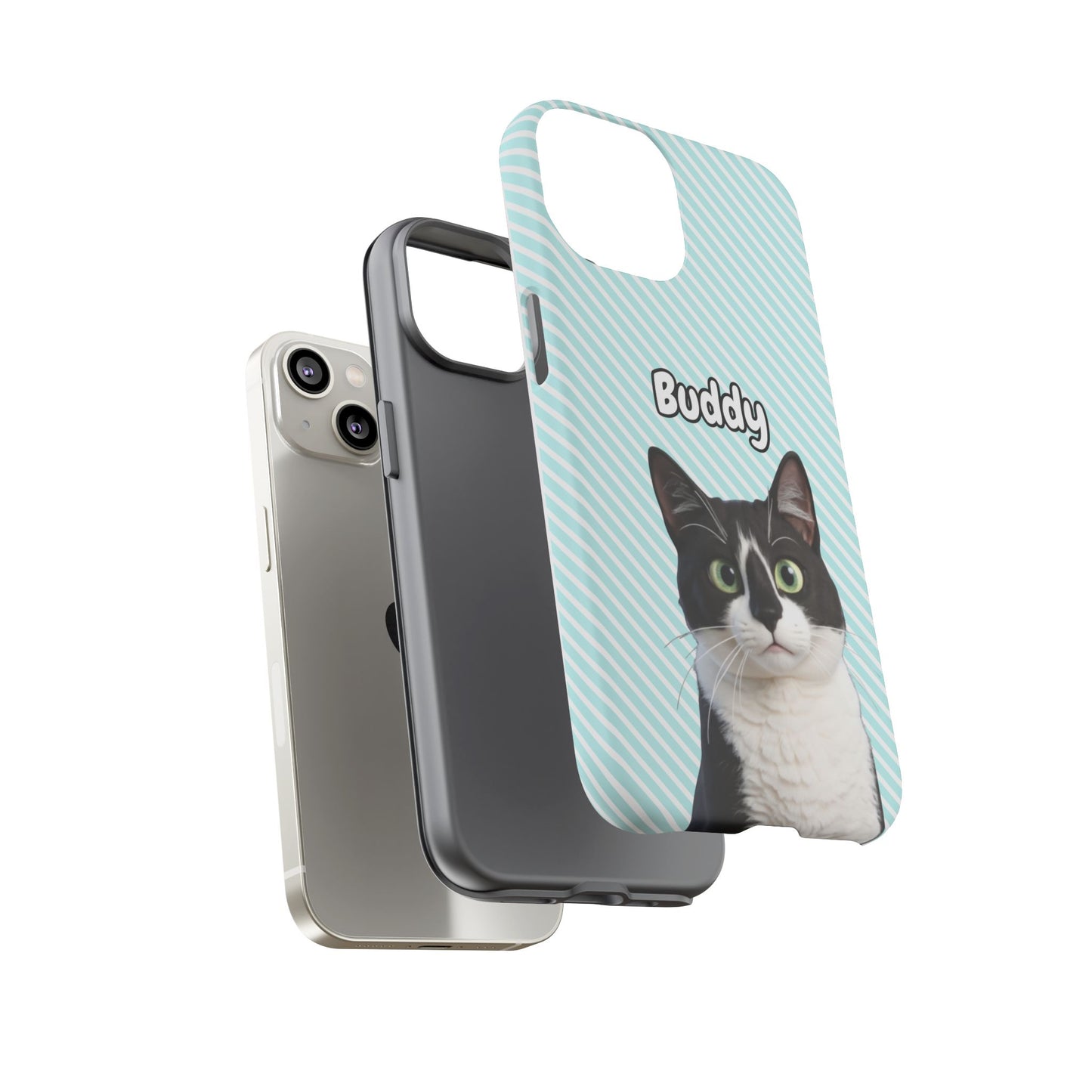 Custom Pet Tough iPhone Case – Teal Stripes