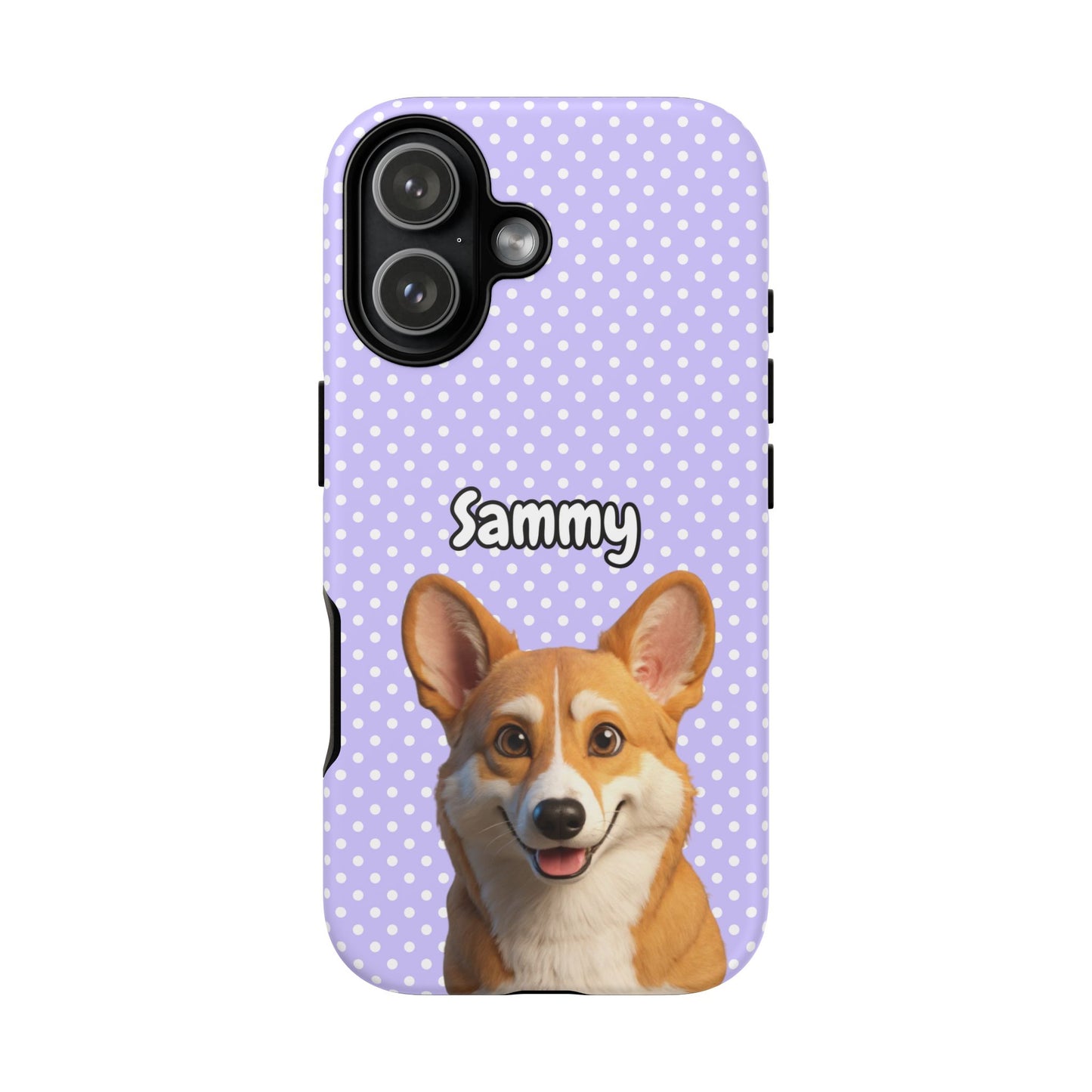 Custom Pet Tough iPhone Case – Purple Polka Dots