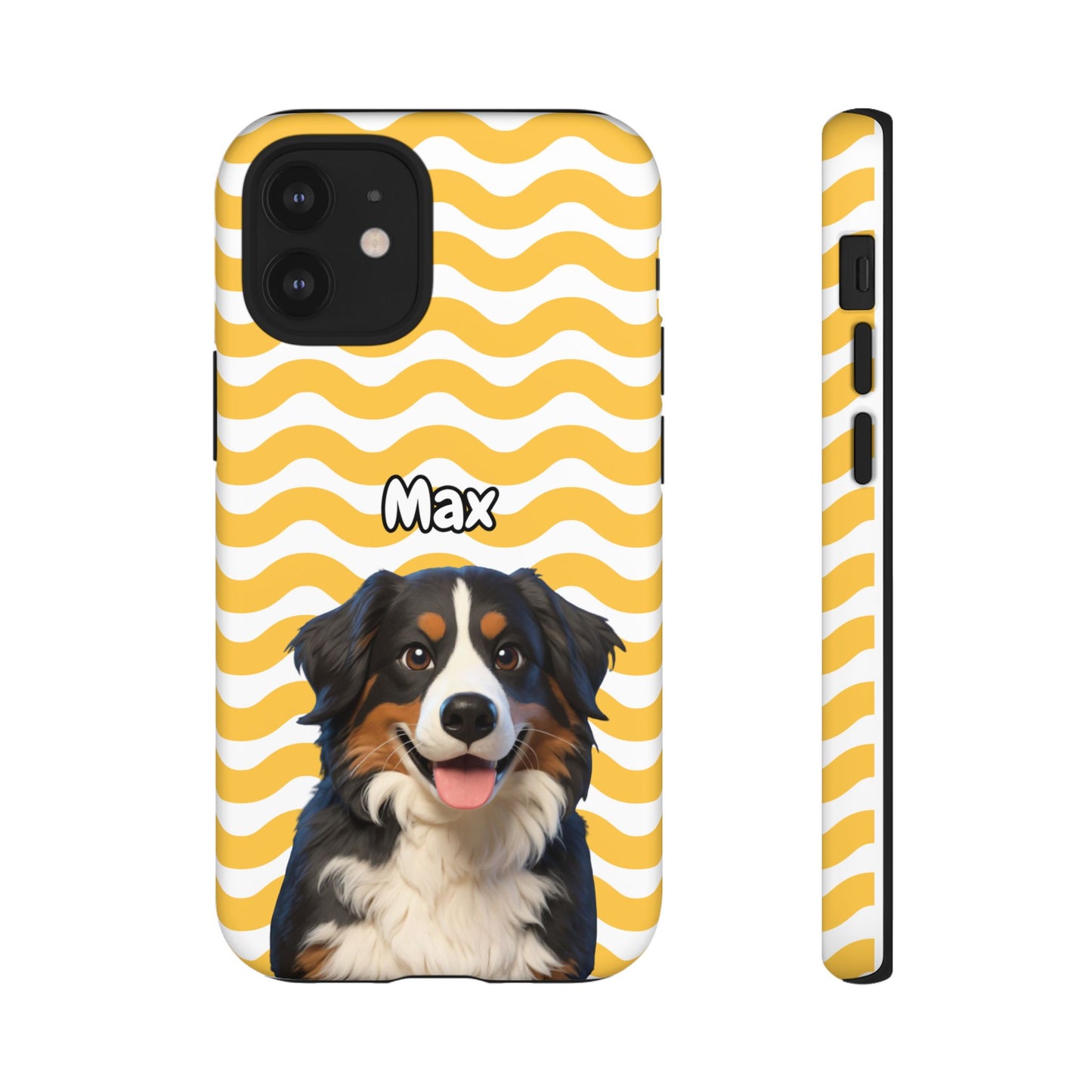 Custom Pet Portrait Tough iPhone Case - Yellow Waves