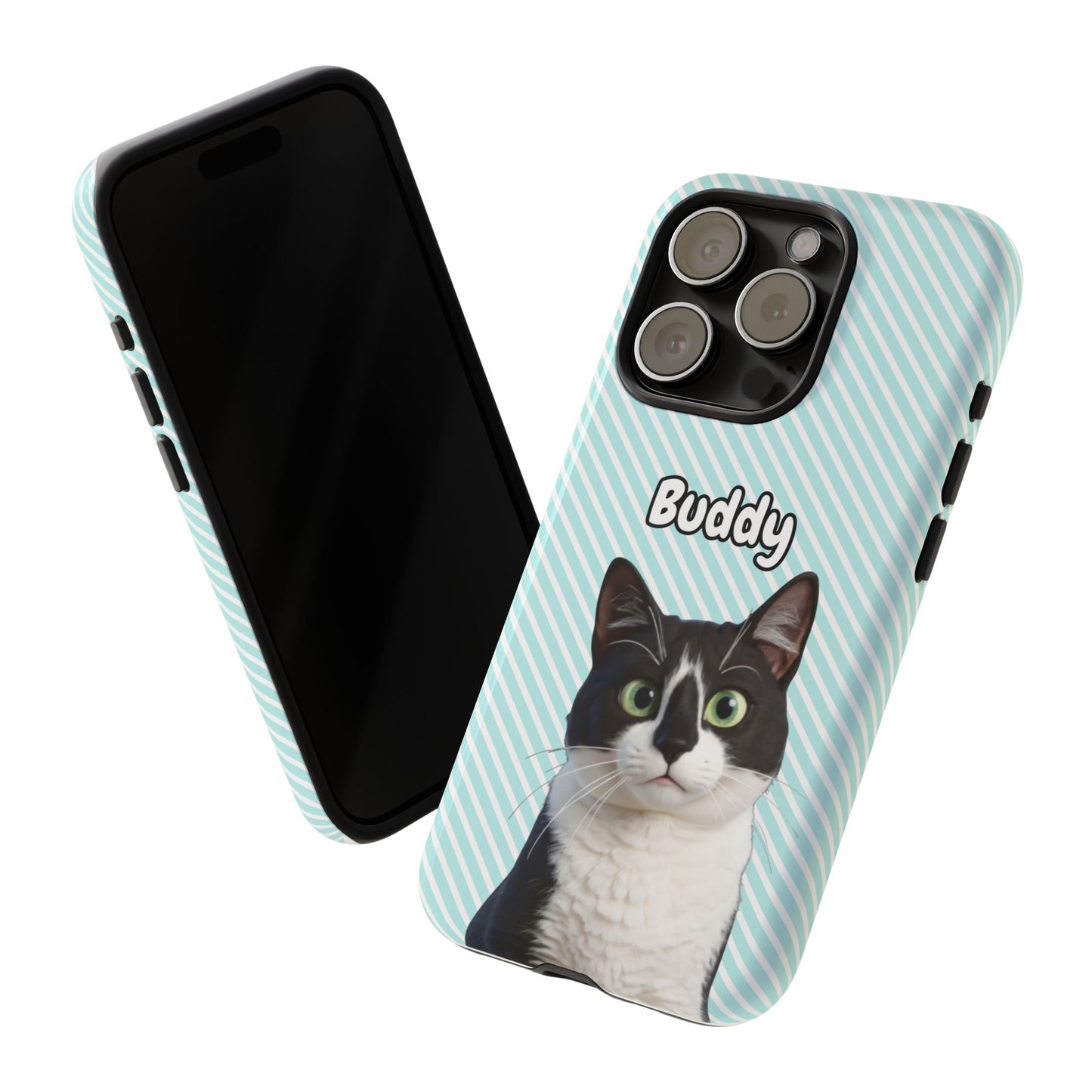 Custom Pet Tough iPhone Case – Teal Stripes