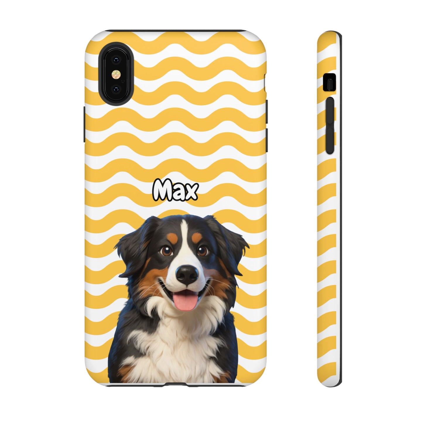Custom Pet Portrait Tough iPhone Case - Yellow Waves