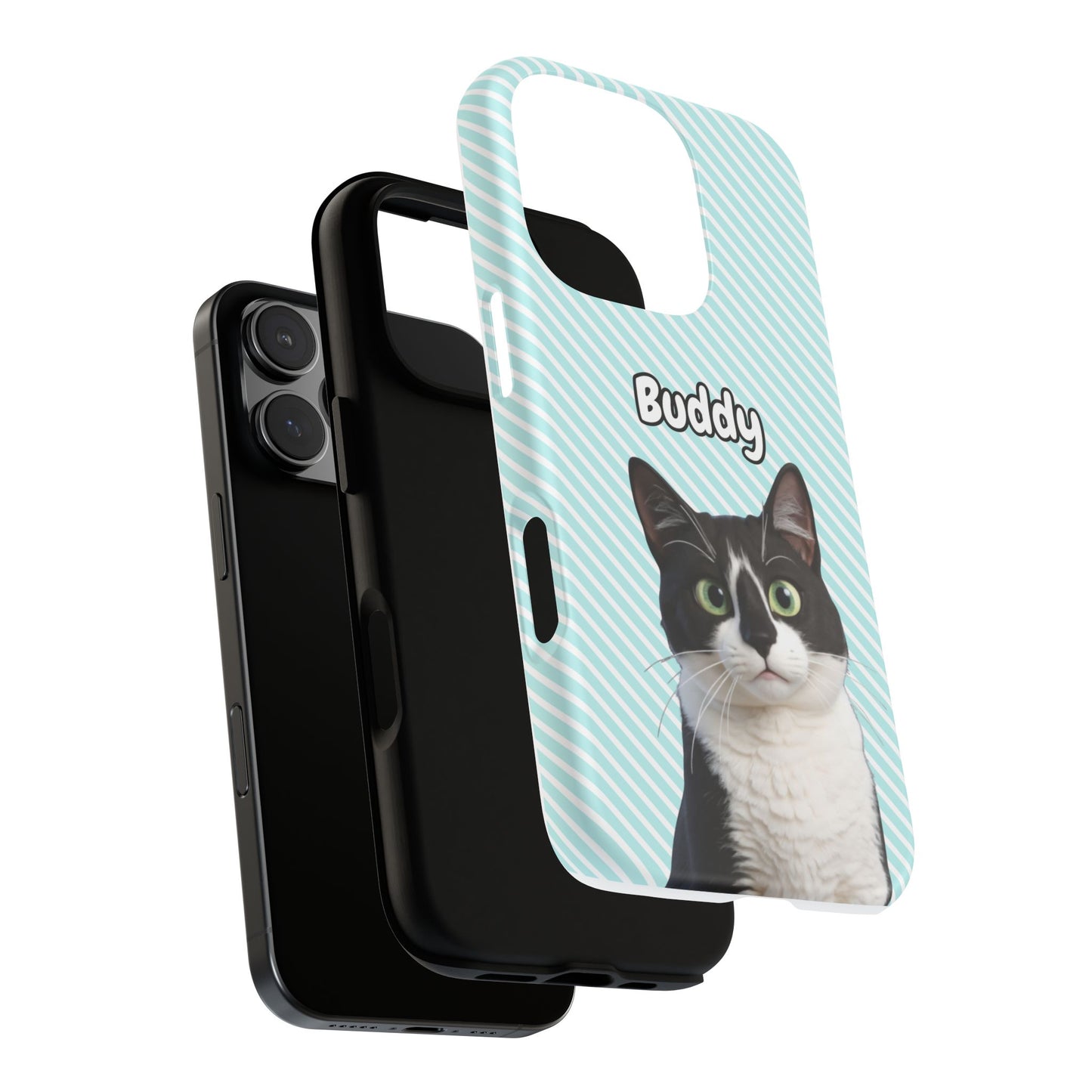 Custom Pet Tough iPhone Case – Teal Stripes