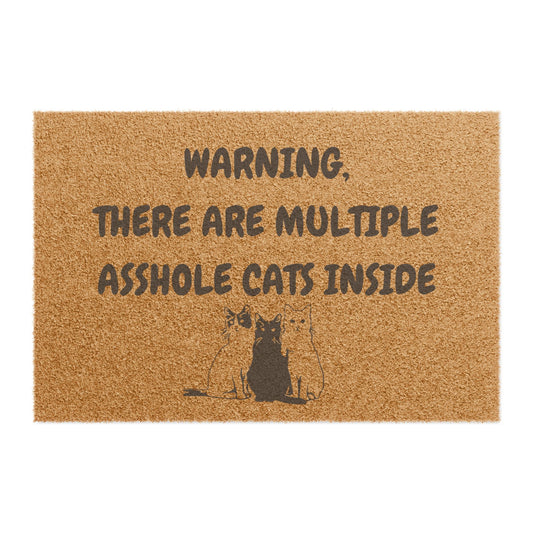 Funny Pet Doormat – “There Are Multiple Asshole Cats Inside” Welcome Mat | Pet Lover Gift, Cat Owner Home Decor, Funny Housewarming Gift, Outdoor Entry Mat
