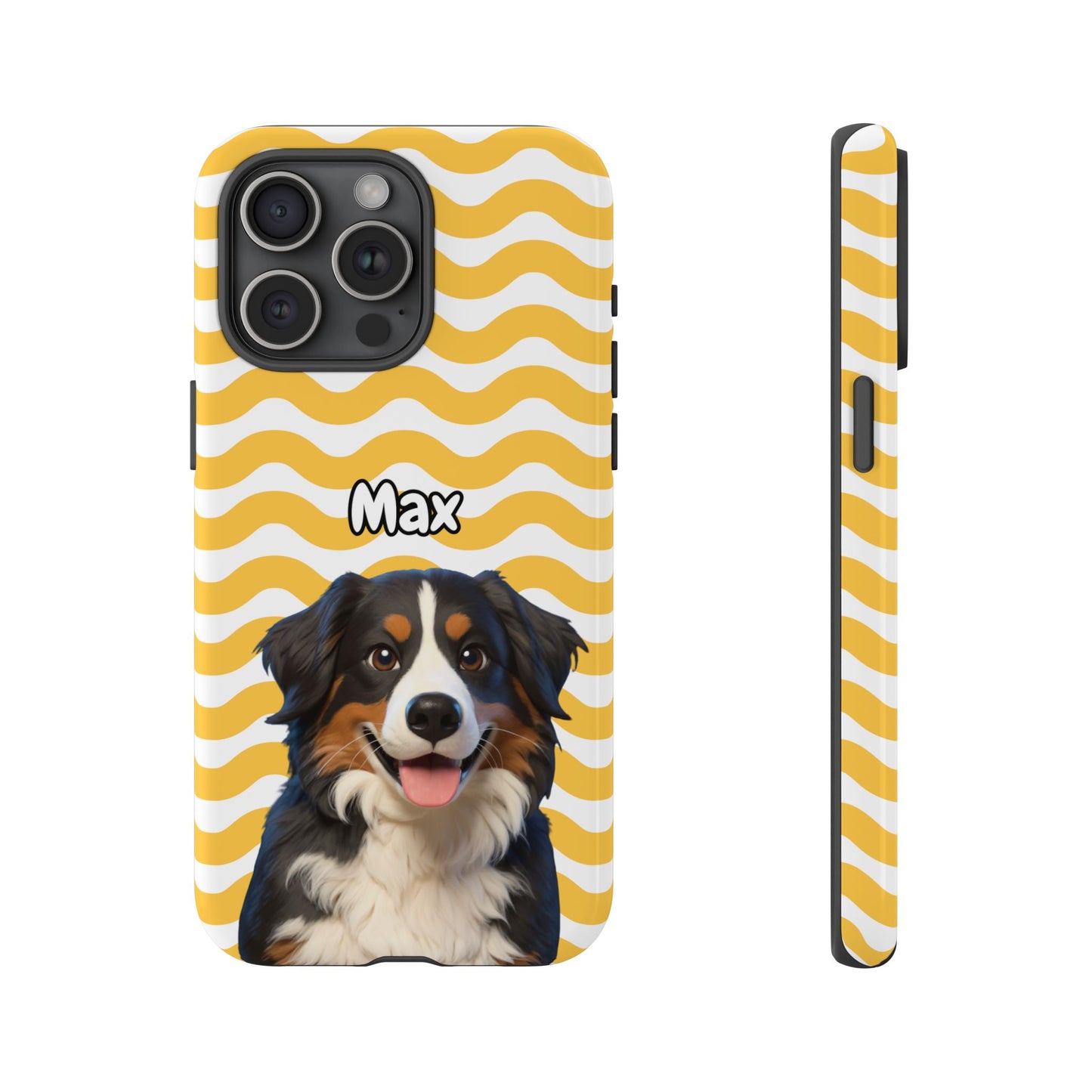 Custom Pet Portrait Tough iPhone Case - Yellow Waves