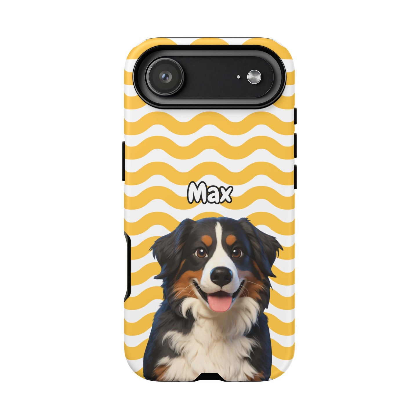 Custom Pet Portrait Tough iPhone Case - Yellow Waves