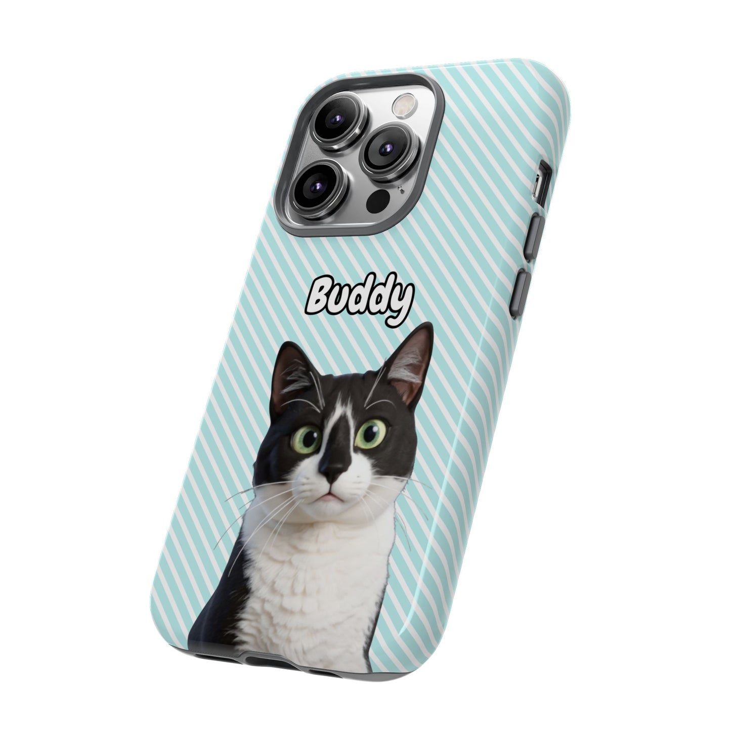 Custom Pet Tough iPhone Case – Teal Stripes