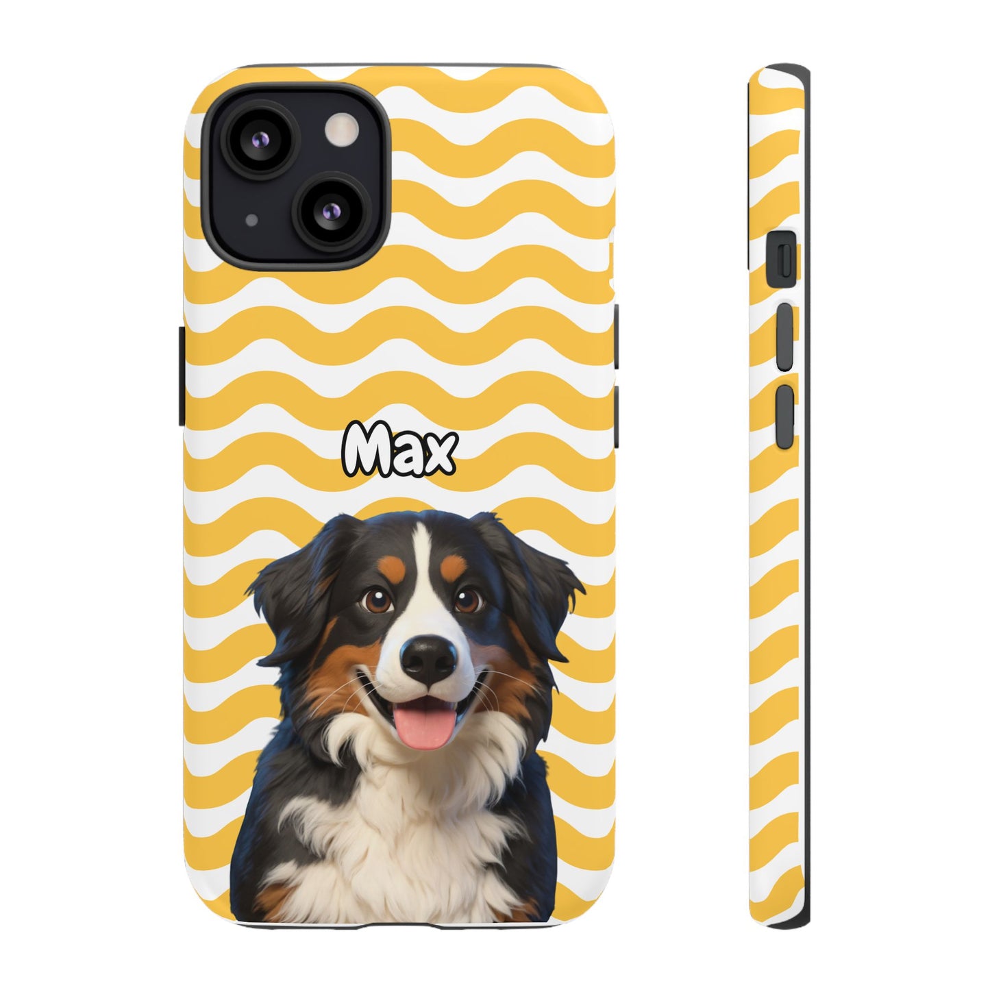 Custom Pet Portrait Tough iPhone Case - Yellow Waves