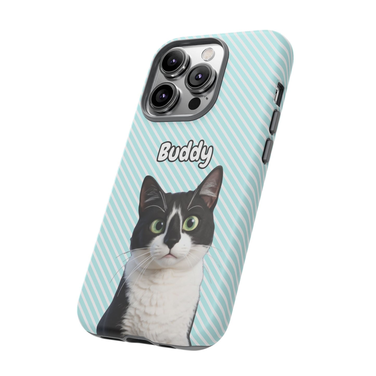 Custom Pet Tough iPhone Case – Teal Stripes
