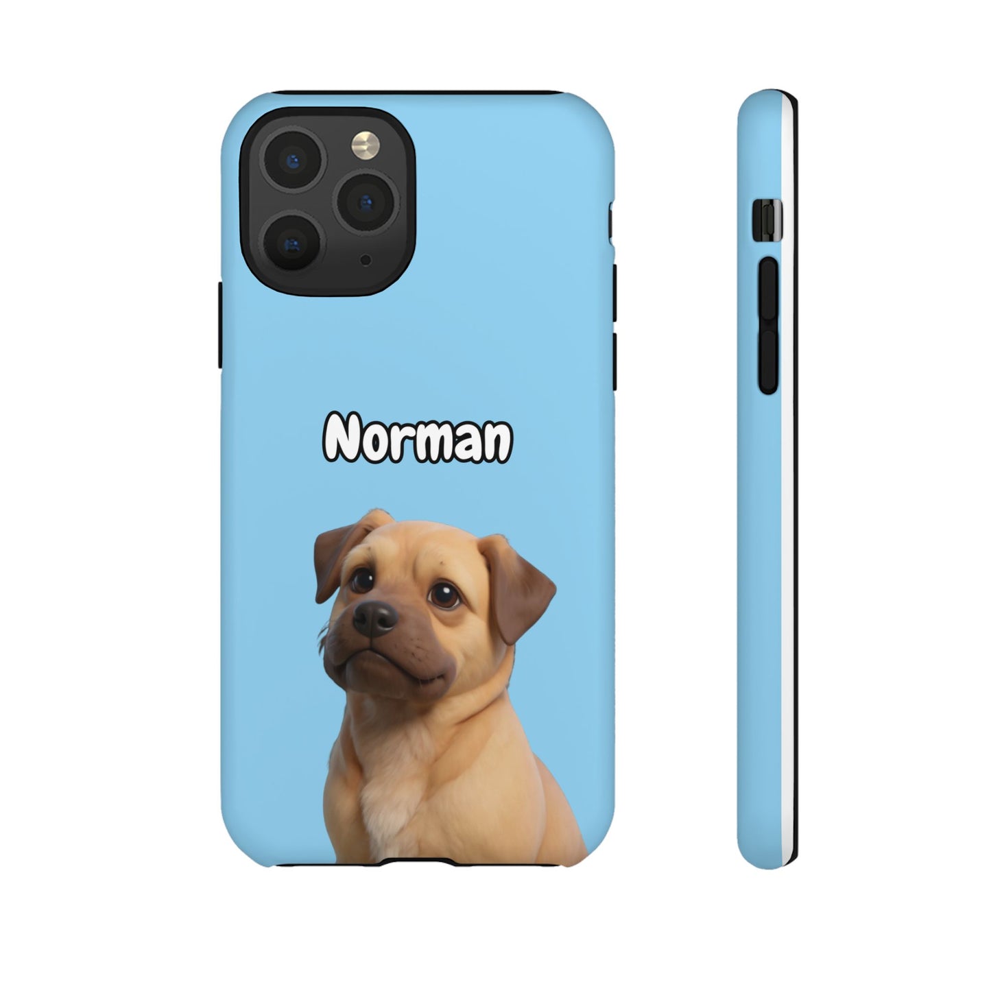 Custom Pet Portrait Tough iPhone Case - Blue