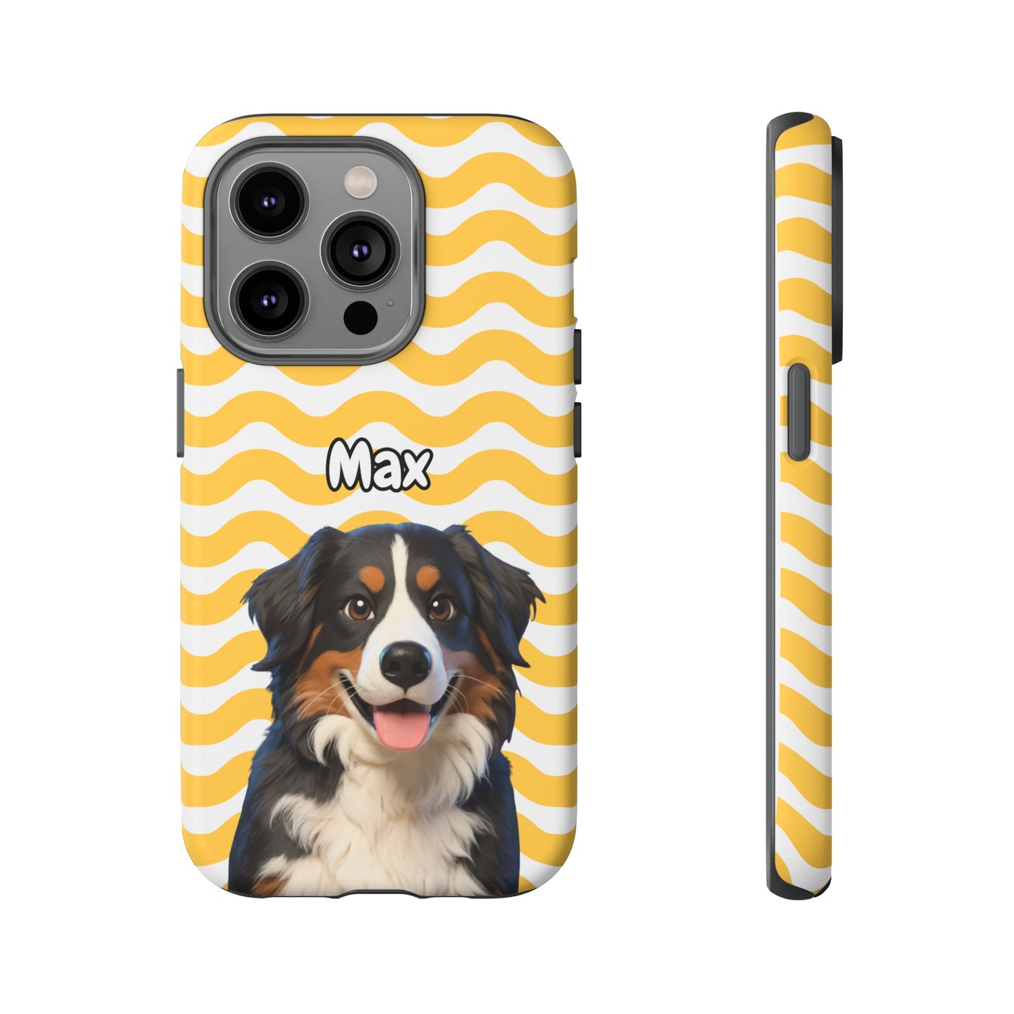Custom Pet Portrait Tough iPhone Case - Yellow Waves