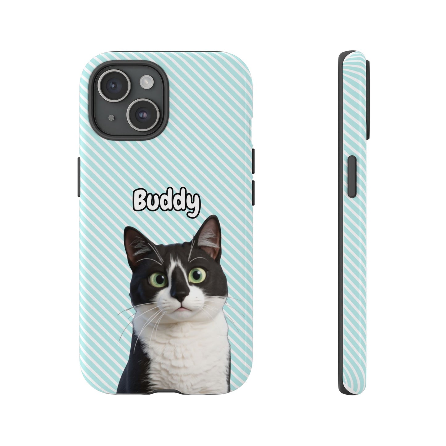 Custom Pet Tough iPhone Case – Teal Stripes