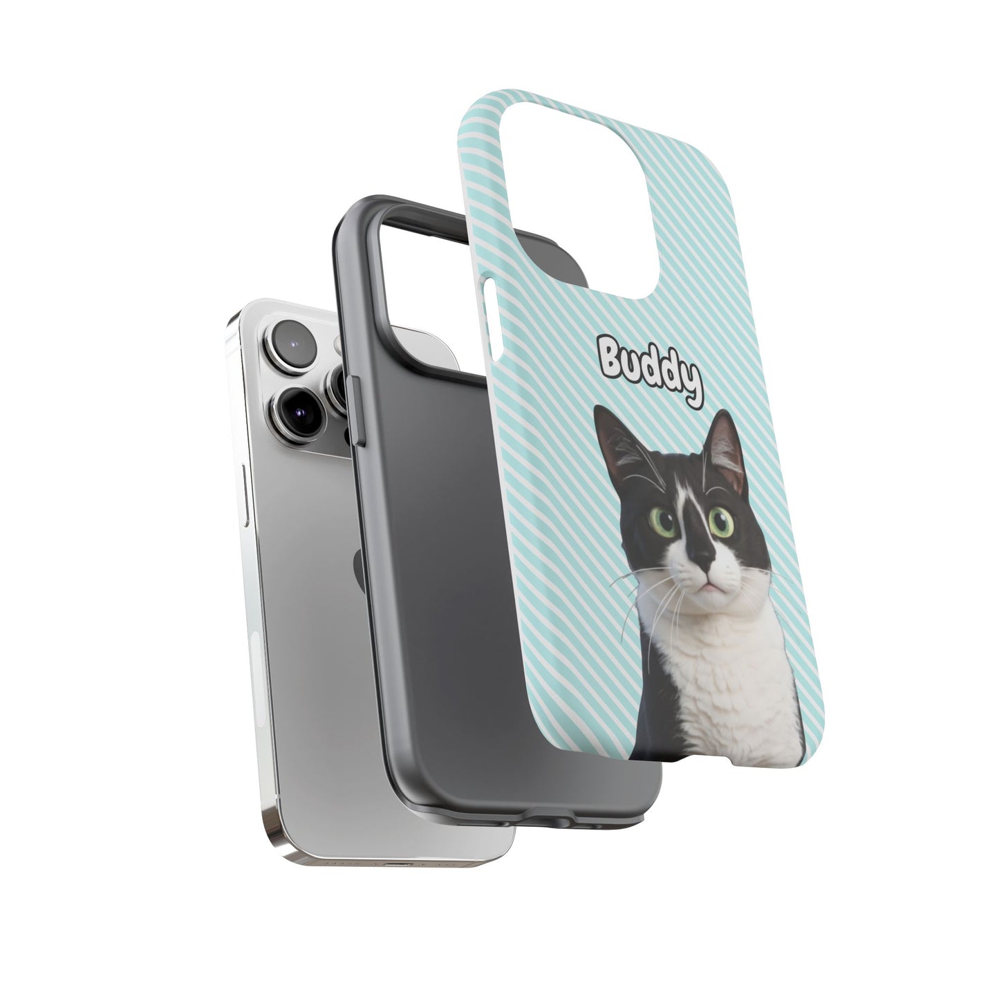 Custom Pet Tough iPhone Case – Teal Stripes