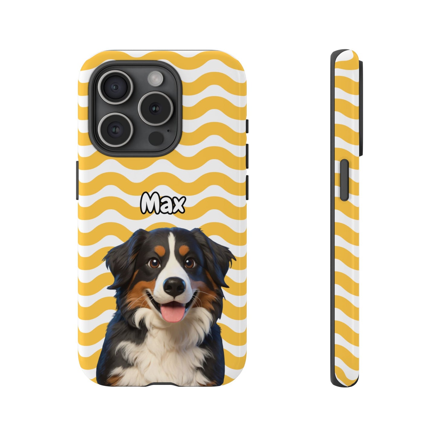 Custom Pet Portrait Tough iPhone Case - Yellow Waves