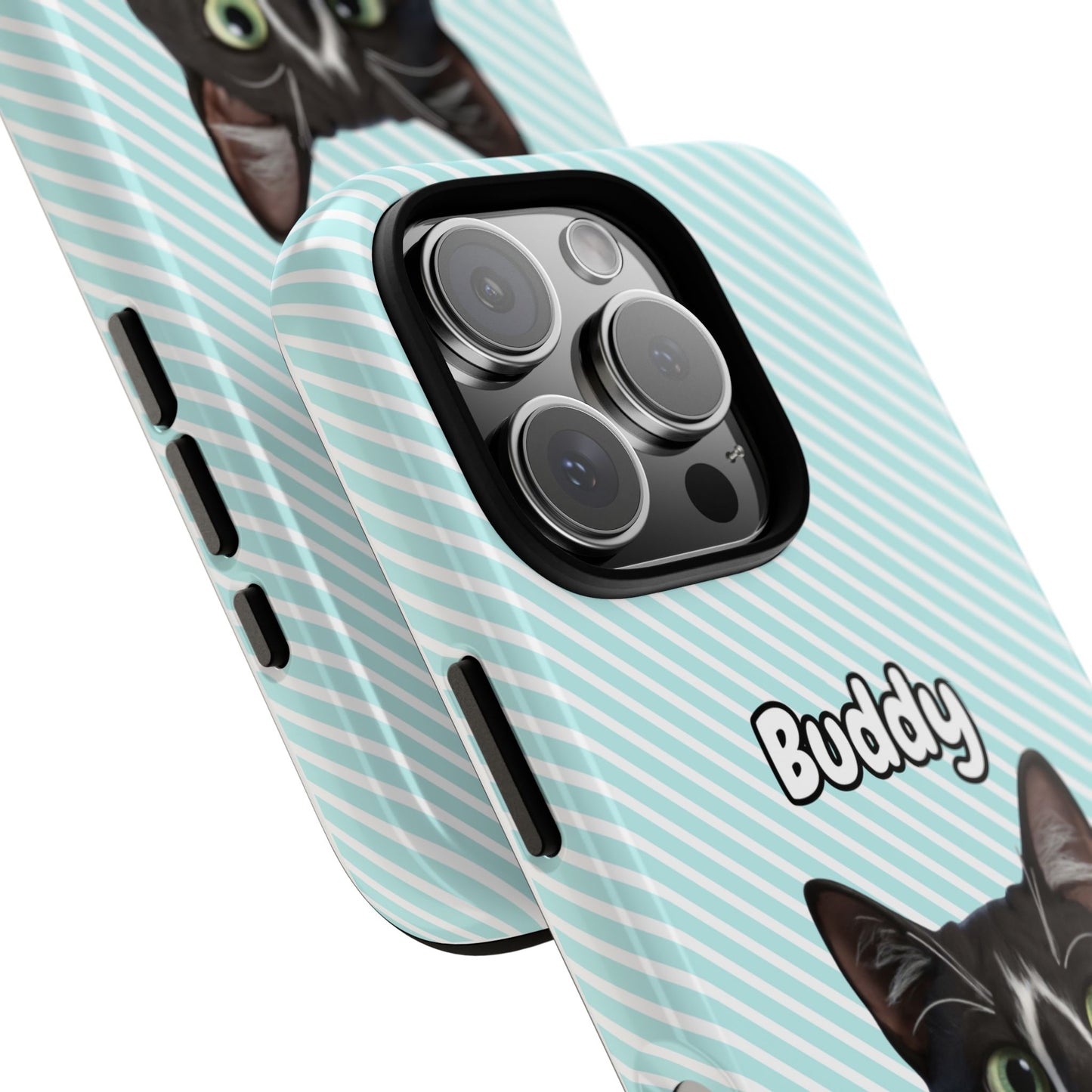 Custom Pet Tough iPhone Case – Teal Stripes