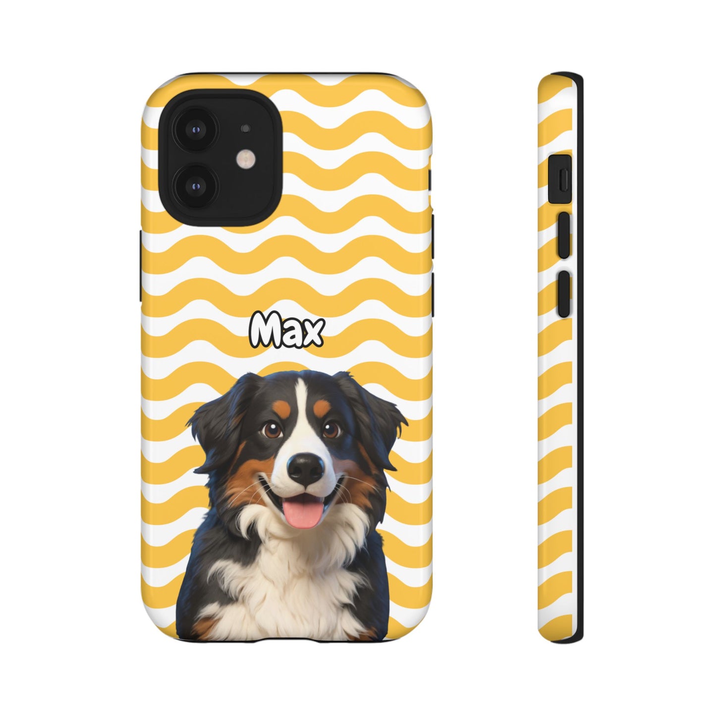 Custom Pet Portrait Tough iPhone Case - Yellow Waves