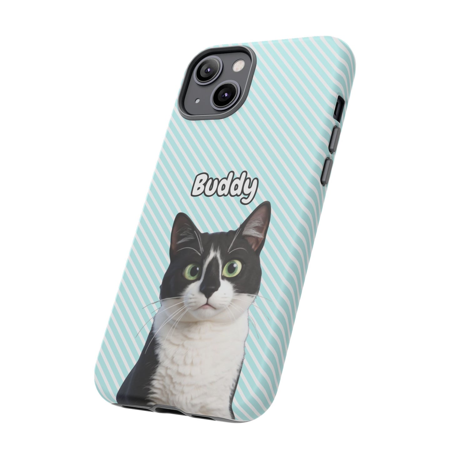 Custom Pet Tough iPhone Case – Teal Stripes
