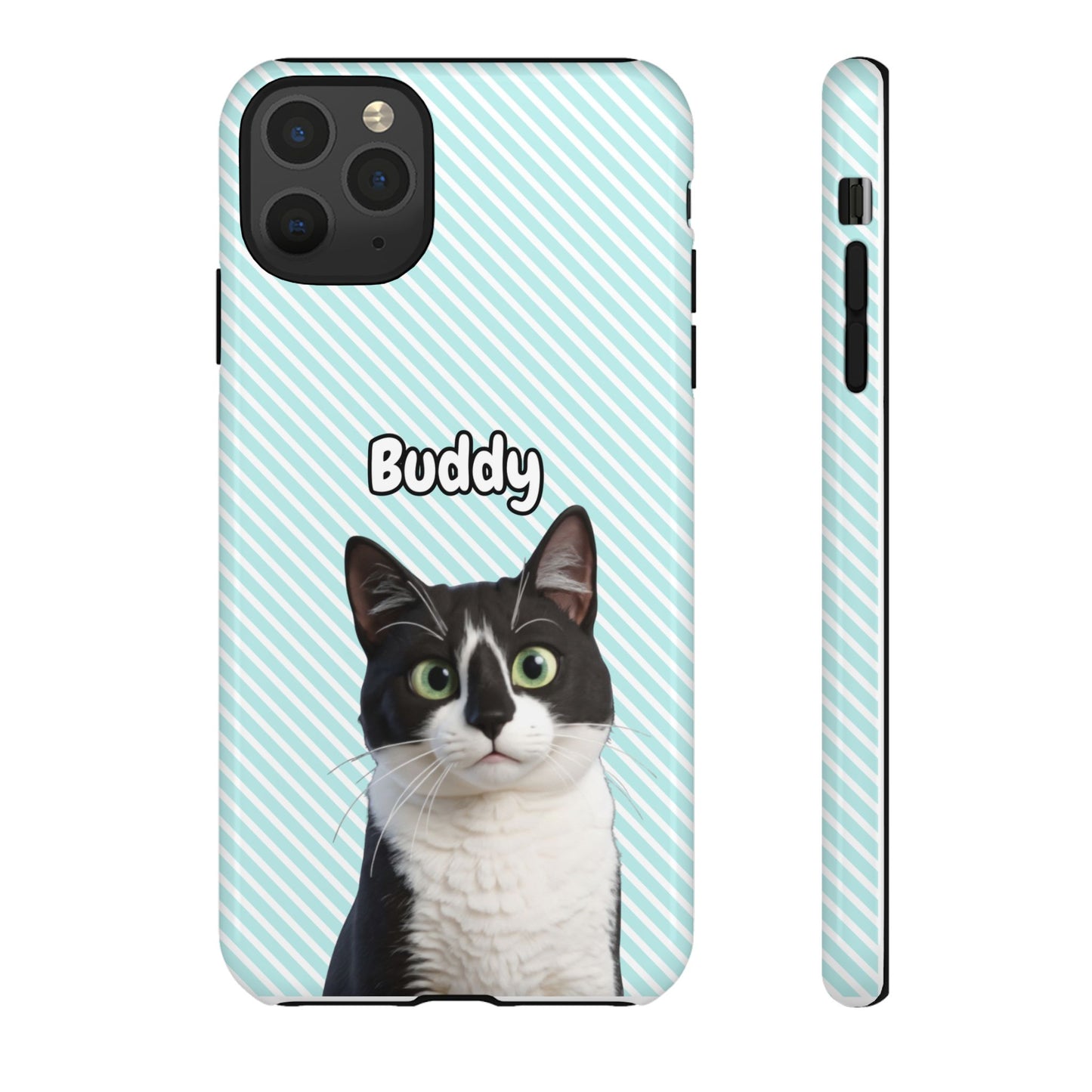 Custom Pet Tough iPhone Case – Teal Stripes