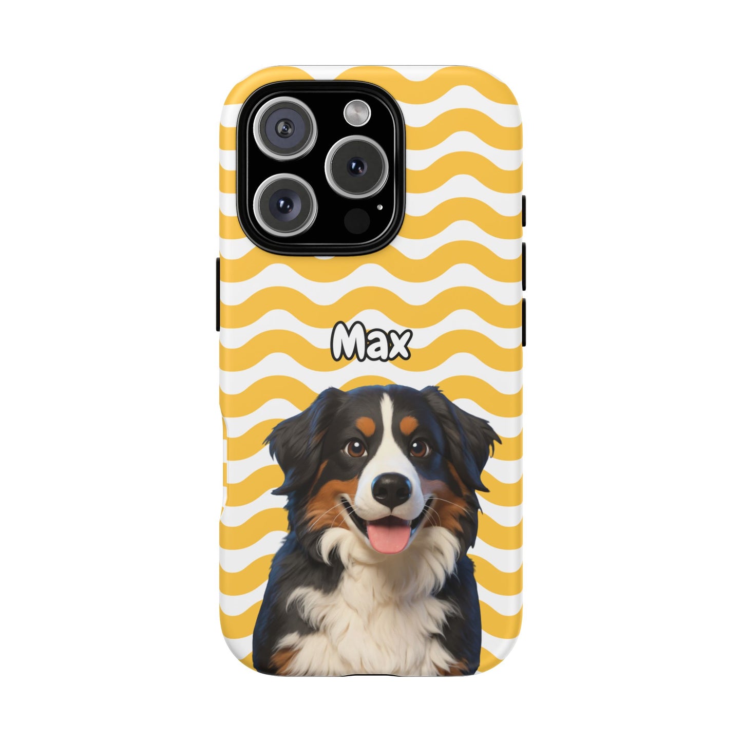 Custom Pet Portrait Tough iPhone Case - Yellow Waves
