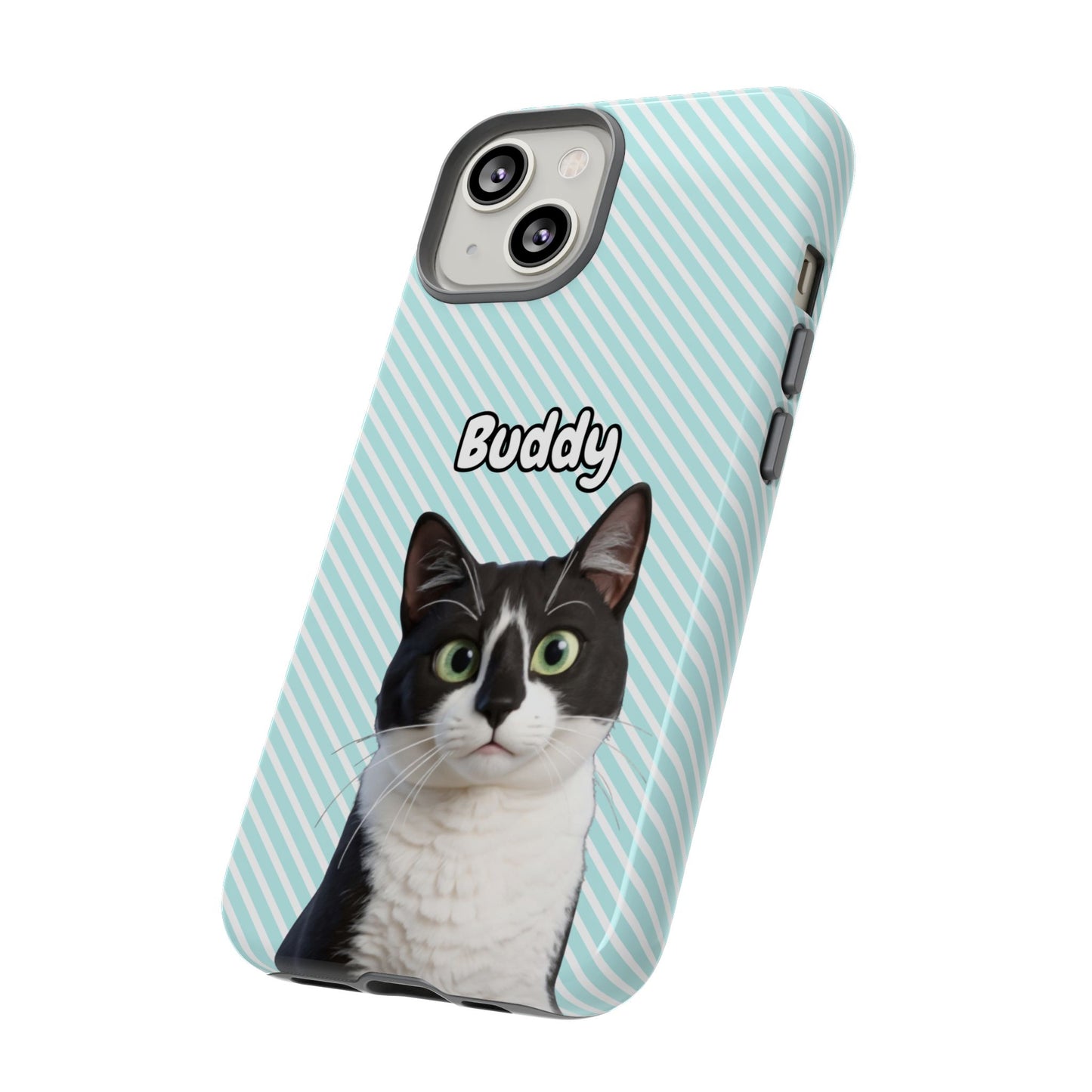 Custom Pet Tough iPhone Case – Teal Stripes