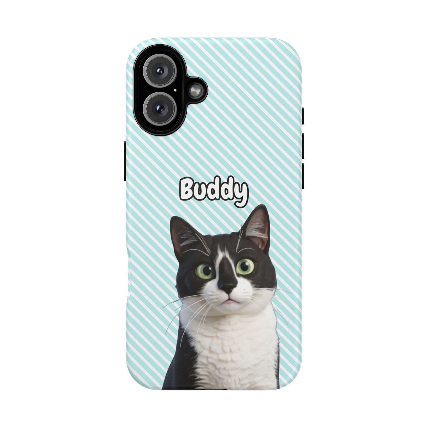 Custom Pet Tough iPhone Case – Teal Stripes