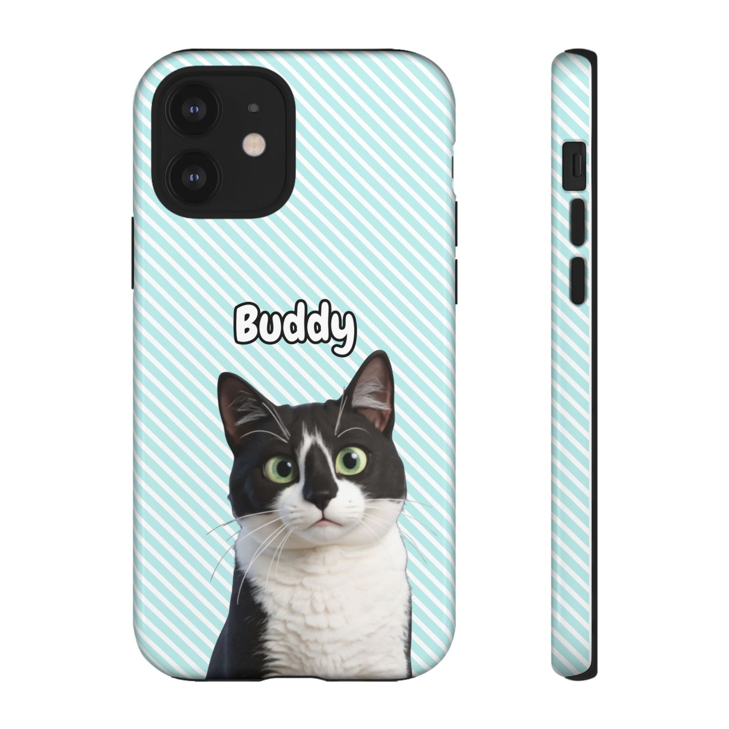 Custom Pet Tough iPhone Case – Teal Stripes