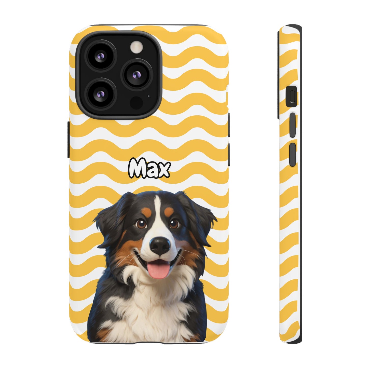 Custom Pet Portrait Tough iPhone Case - Yellow Waves